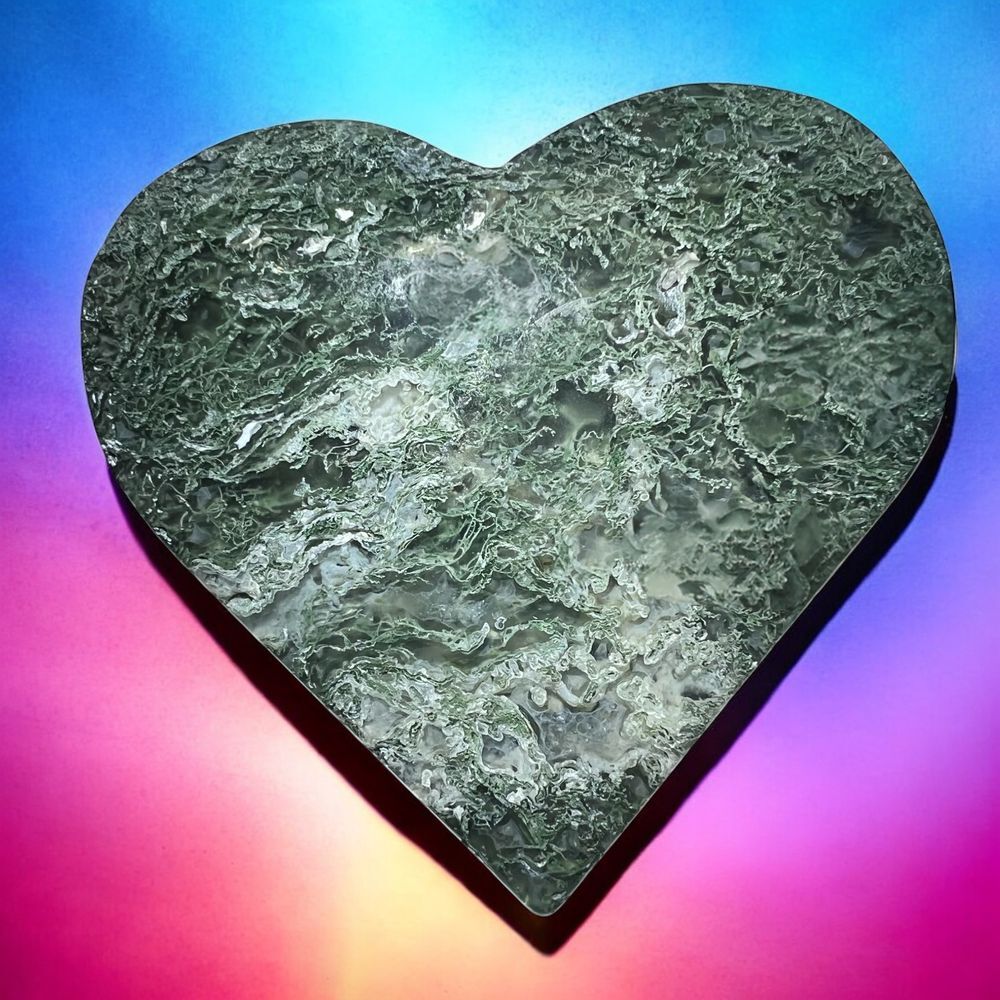 Moss Agate Crystal‎ Heart